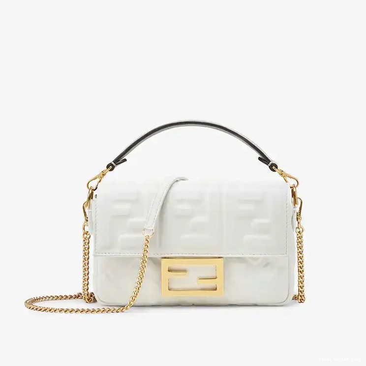 Mini In Nappa FF Bag Baguette Leather White Motif Fendi 0630